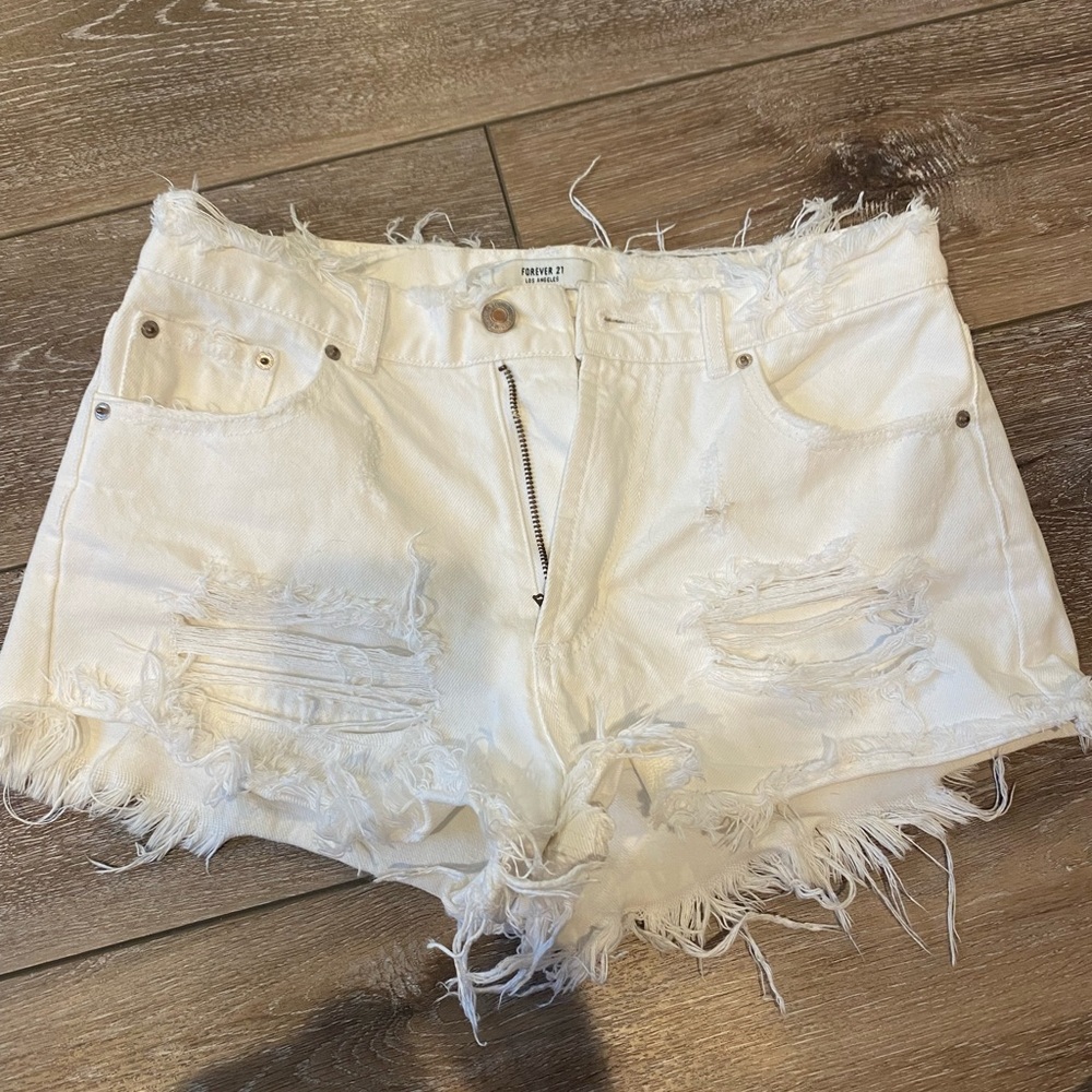 White Jean shorts